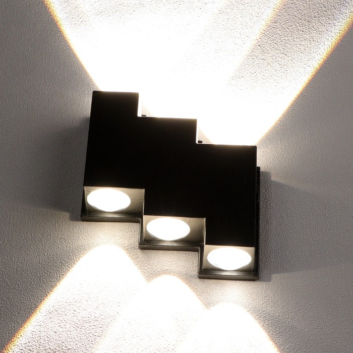 Светильник фасадный «Луч», FSD-011, 6 Вт, 3000К, 3 луча, IP65, 220 В, металл, черный - Фото 1