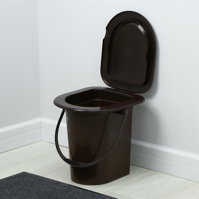 Ведро-туалет, h = 40 см, 17 л, со съёмным горшком, коричневое - фото 1905336186