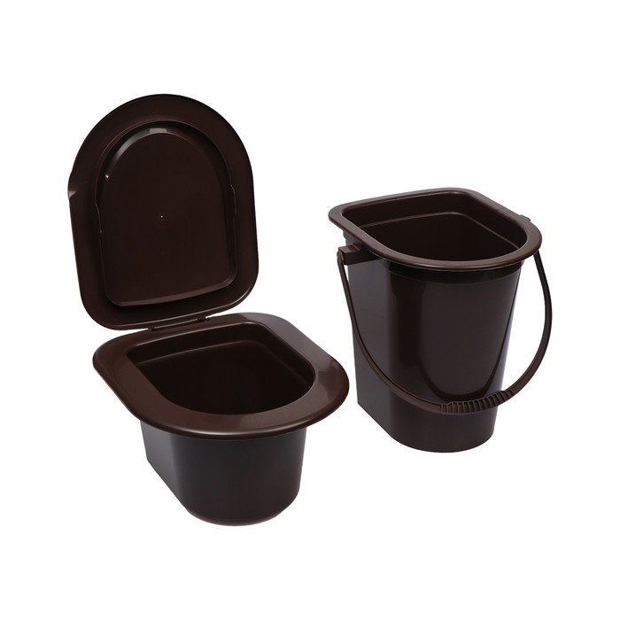 Ведро-туалет, h = 40 см, 17 л, со съёмным горшком, коричневое - фото 1905336187