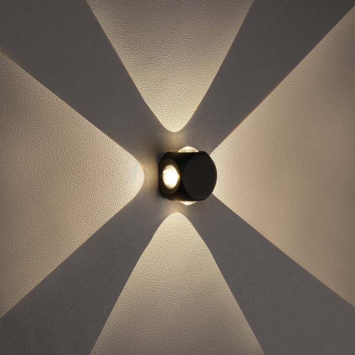 Светильник фасадный «Кубик», FSD-014, 4 Вт, 3000К, 2 луча, IP65, 220 В, металл, черный - фото 1889969852