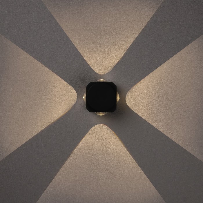 Светильник фасадный «Кубик», FSD-014, 4 Вт, 3000К, 2 луча, IP65, 220 В, металл, черный - фото 1909069488