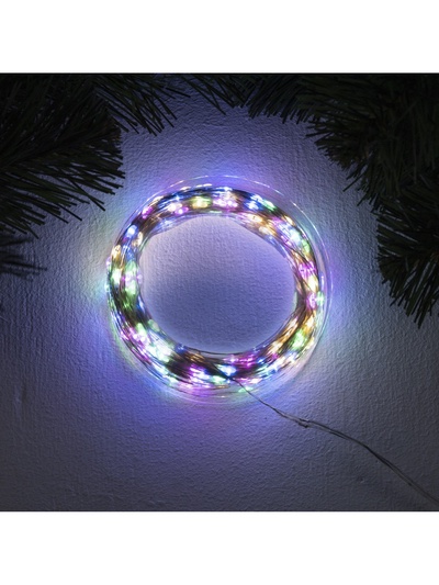 Гирлянда «Нить» 50 м, роса, IP44, серебристая нить, 500 LED, свечение мульти, 8 режимов, 31 В