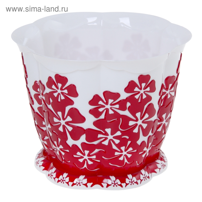 Горшок для цветов с поддоном «Камелия», 1,5 л, цвет красный - Фото 1