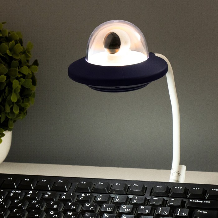 Ночник «Летающая тарелка» LED 1.2 Вт от USB синий 10.3×6.6×35.6 см RISALUX - Фото 1