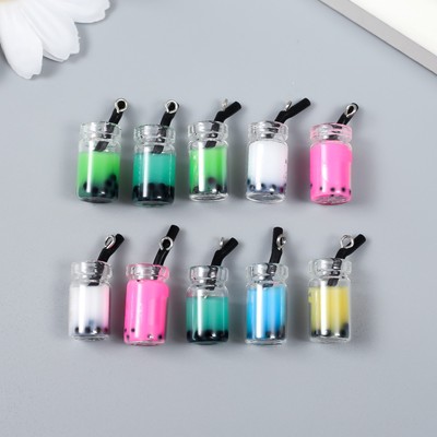 Декор для творчества стекло, пластик «Баночка со смузи с петелькой», 1×1×2.4 см, МИКС