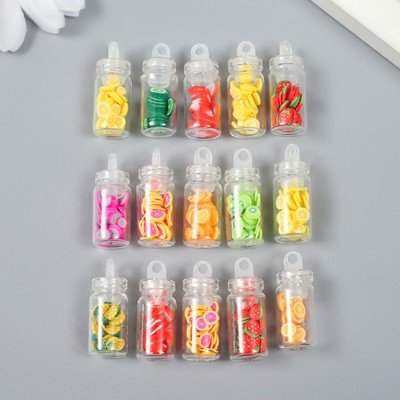 Декор для творчества стекло, пластик «Баночка с фруктами», 1.1×1.1×3.1 см, МИКС