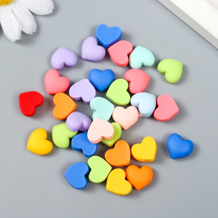 Декор для творчества пластик "Матовое сердечко" набор 30 шт МИКС 0,6х1,2х1,3 см - Фото 1