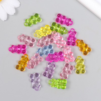 Декор для творчества пластик «Мармеладный мишка с петелькой», набор 20 шт., 0.5×1.1×1.7 см, МИКС