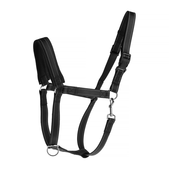 Недоуздок для лошади, регулируемый, черный - Фото 1