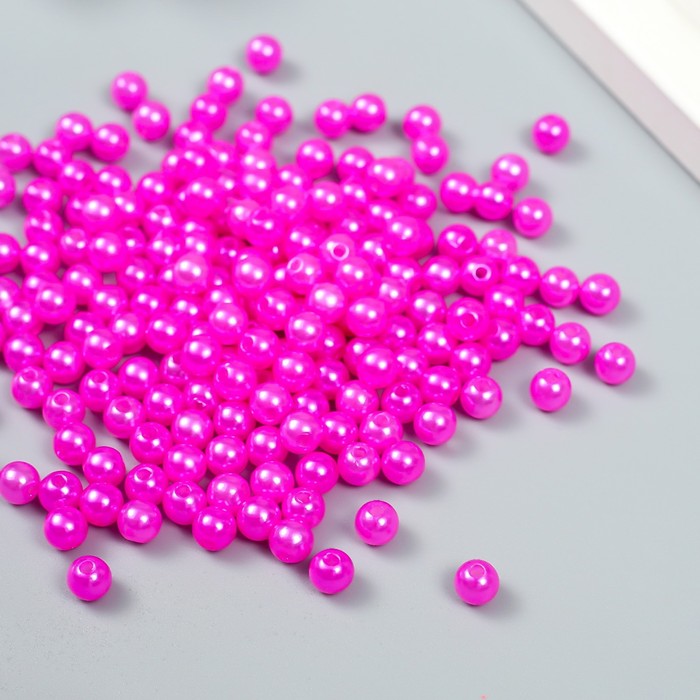 Бусины для творчества пластик "Розовая фуксия" набор 20 гр d=0,6 см - Фото 1