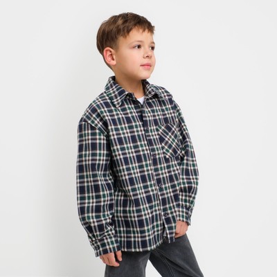 Рубашка для мальчика в клетку KAFTAN, размер 32 (110-116 см)
