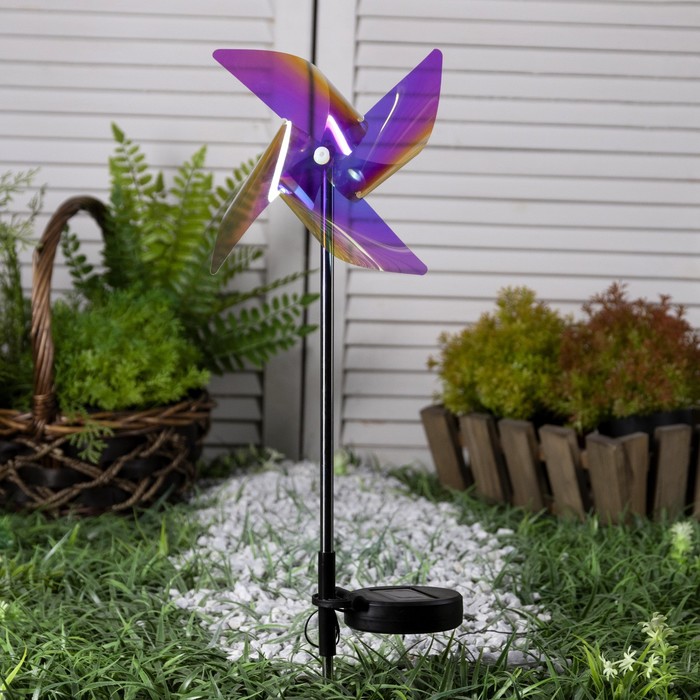 Садовый светильник на солнечной батарее «Ветерок», 66 см, 1 LED, свечение мульти (RGB) - фото 1900295790