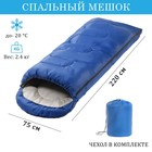Спальный мешок туристический, 220 х 75 см, до -20 градусов, 700 г/м2, синий - фото 4158907