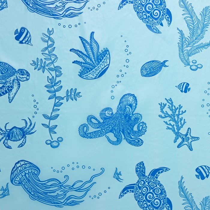 Штора для ванной «Подводный мир», 180×180 см, цвет синий - фото 1919464782