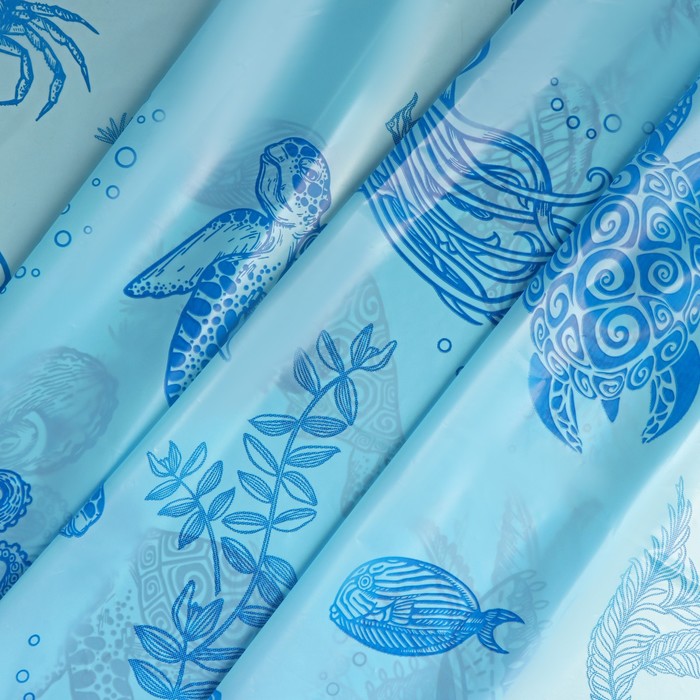 Штора для ванной «Подводный мир», 180×180 см, цвет синий - фото 1919464784