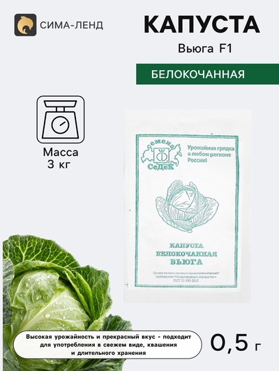 Семена Капусты белокочанной «Вьюга», F1, 0.5 г, «СеДеК»