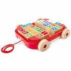 Игрушечная детская деревянная каталка-тележка с кубиками и английским алфавитом (26 кубиков)   93201 - фото 108893954
