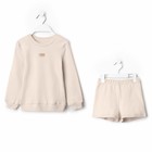Костюм детский (свитшот, шорты) MINAKU, цвет бежевый, рост 122 см - Фото 6