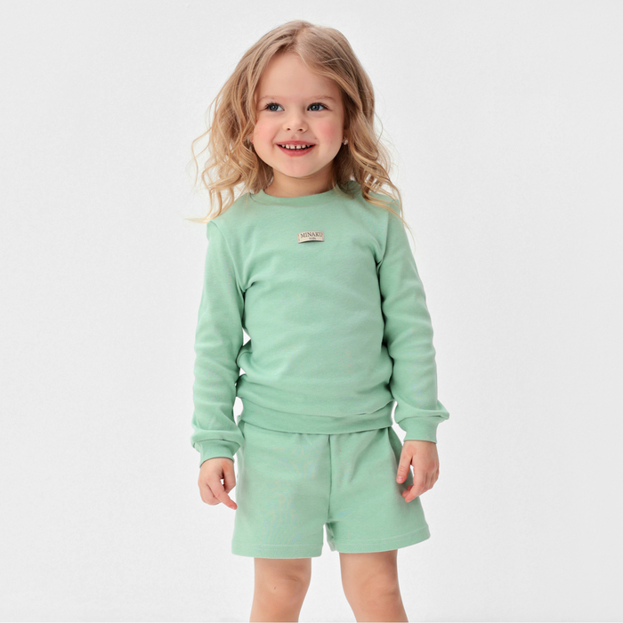 Костюм детский (свитшот, шорты) MINAKU, цвет зелёный, рост 80-86 см