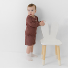 Костюм детский (свитшот, шорты) MINAKU, цвет коричневый, рост 80-86 см - Фото 3