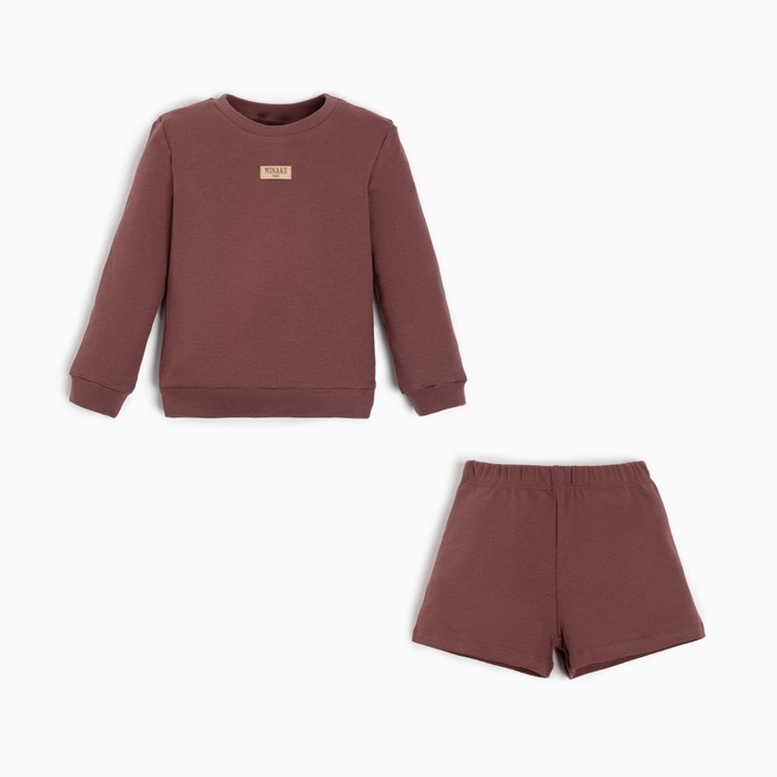 Костюм детский (свитшот, шорты) MINAKU, рост 92-98 см, коричневый
