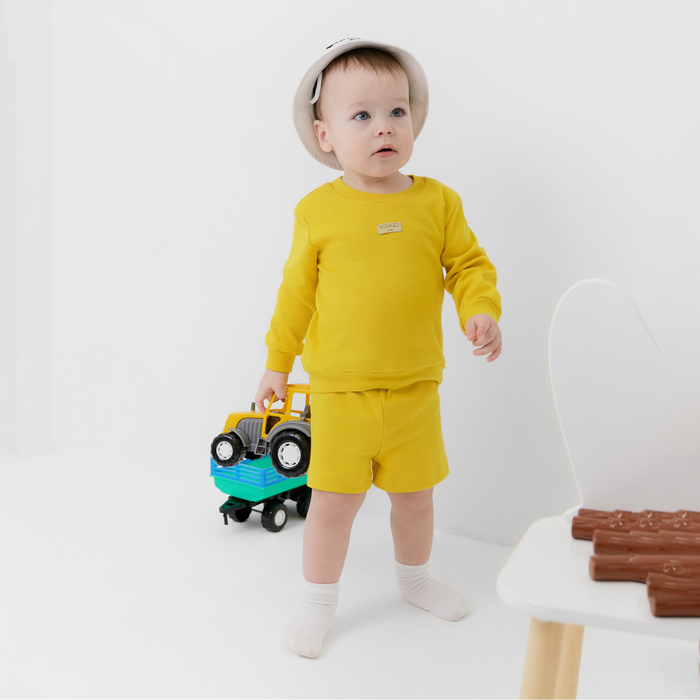 Костюм детский (свитшот, шорты) MINAKU, рост 92-98 см, жёлтый - Фото 1