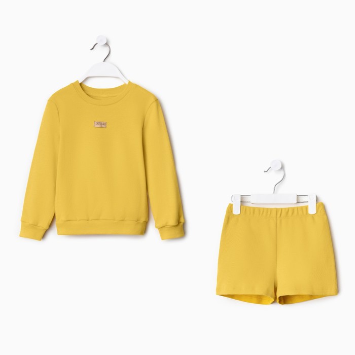 Костюм детский (свитшот, шорты) MINAKU, цвет жёлтый, рост 104 см - Фото 1