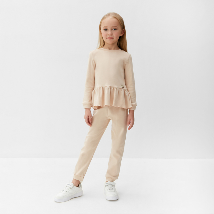 Костюм детский (джемпер, брюки) MINAKU, цвет бежевый, рост 92-98 см - Фото 1