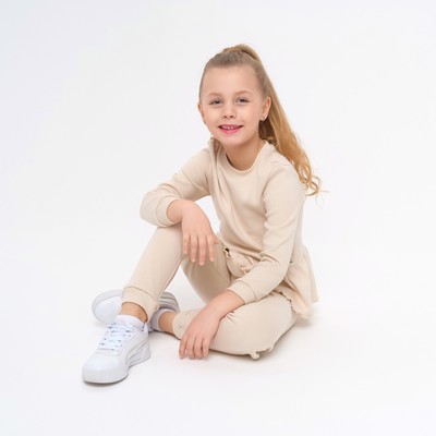 Костюм для девочки (джемпер, брюки) MINAKU: Basic Line, бежевый, рост 92-98 см