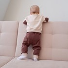Костюм детский (свитшот, брюки) MINAKU, цвет бежевый/коричневый, рост 62-68 см - Фото 3