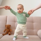 Костюм детский (свитшот, брюки) MINAKU, цвет зелёный/экрю, рост 62-68 см - Фото 3