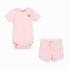 Комплект детский (боди, шорты) MINAKU, цвет розовый, рост 62-68 см - фото 22108375