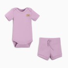 Комплект детский (боди, шорты) MINAKU, цвет сиреневый, рост 62-68 см - фото 320901638