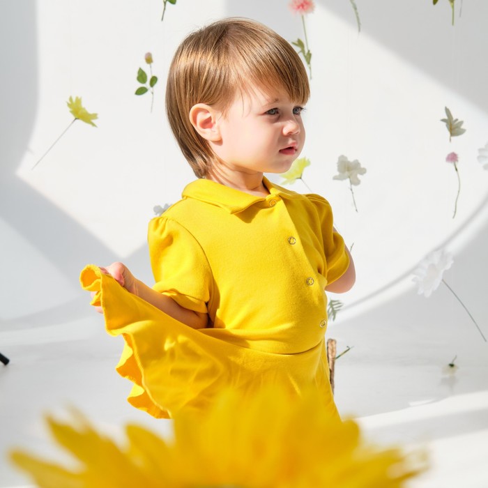 Боди-платье детское MINAKU, цвет жёлтый, рост 62-68 см - фото 1907609271