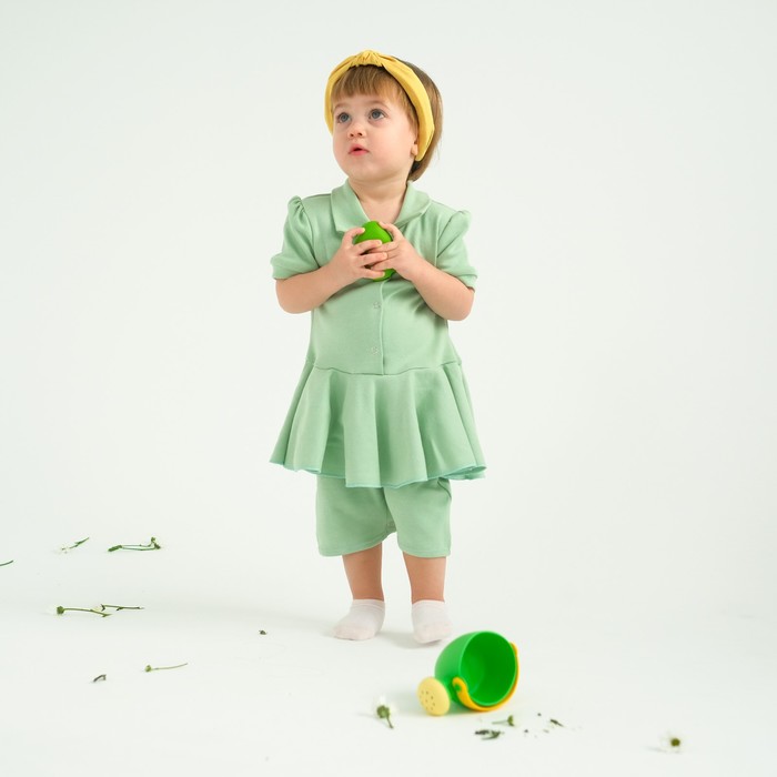 Боди-платье детское MINAKU, цвет зелёный, рост 62-68 см - фото 1907609367