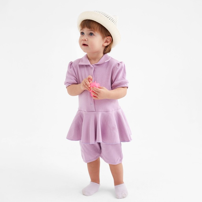 Боди-платье детское MINAKU, цвет сиреневый, рост 62-68 см - фото 1907609467