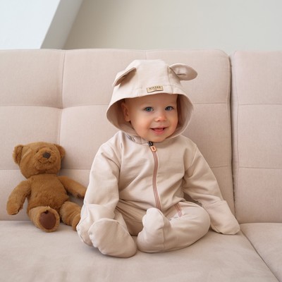 Комбинезон детский MINAKU, рост 74-80 см, бежевый