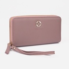 Кошелёк женский на молнии с ремешком, цвет пудра - фото 46441341