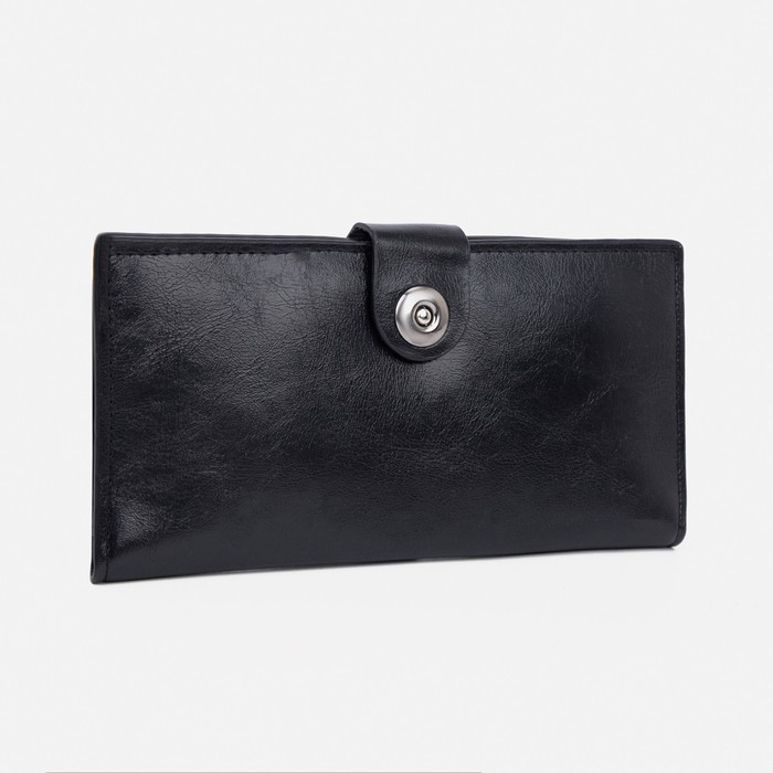 Портмоне мужское на магните, отдел для купюр, для карт, для монет, цвет чёрный