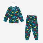 Пижама для мальчика НАЧЁС, цвет изумрудный/машинки, рост 92 см - фото 10195045
