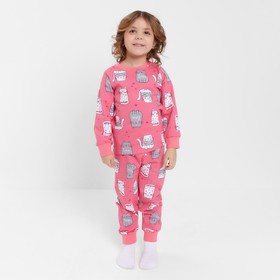 Пижама для девочки НАЧЁС, цвет розовый/кот, рост 116 см