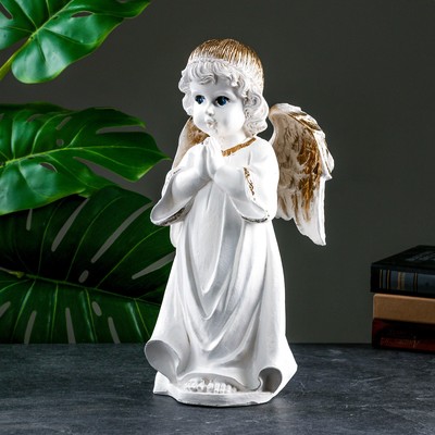 Фигура "Ангел в молитве", белое золото, 21х19х41см
