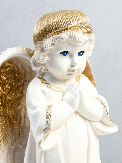 Фигурка гипс «Ангел в молитве», белое золото, 17×15×35 см