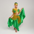 Карнавальный костюм Восточный "Азиза в юбке"зелено-желтый,блузка,юбка,косынка,повязка,р-р34, - Фото 1
