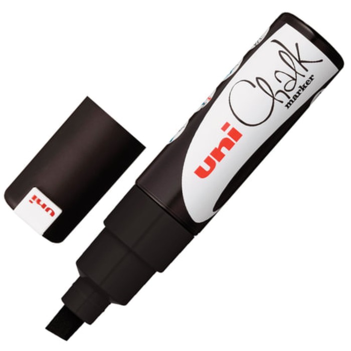Маркер меловой UNI "Chalk", 8 мм, влагостираемый, для гладких поверхностей, чёрный, PWE-8K BLACK - Фото 1