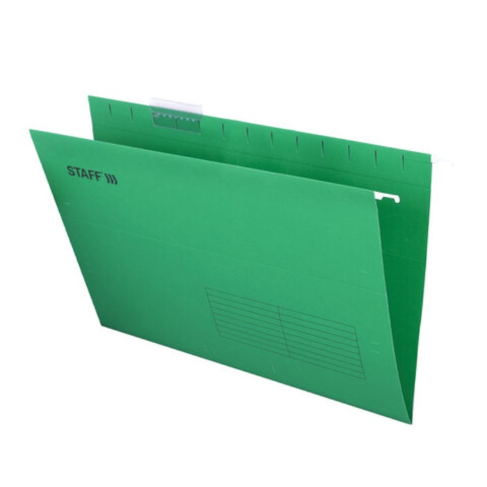 Подвесные папки A4/Foolscap (404х240 мм) до 80 л., 10 шт., зеленые, картон, STAFF, 270934 - Фото 1
