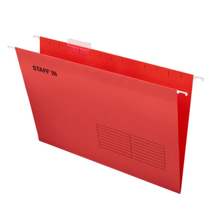 Подвесные папки A4/Foolscap (404х240 мм) до 80 л., 10 шт., красные, картон, STAFF, 270936 - Фото 1