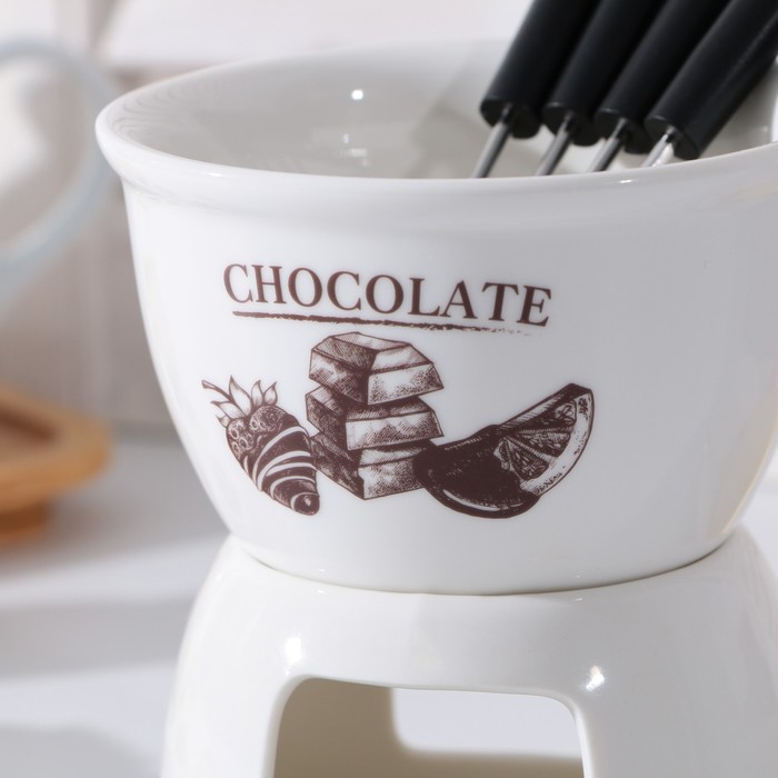 Фондюшница керамическая Chocolate, 350 мл, цвет белый - фото 1882587471