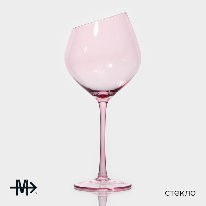 Набор бокалов из стекла для вина Magistro «Иллюзия», 550 мл, 10×24 см, 6 шт, цвет розовый - фото 1909071640