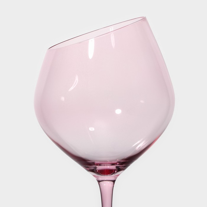 Набор бокалов из стекла для вина Magistro «Иллюзия», 550 мл, 10×24 см, 6 шт, цвет розовый - фото 1909071642